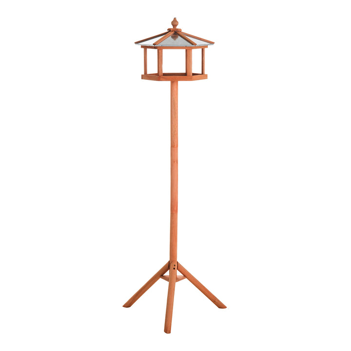 Portable Wooden Bird Feeder Station with Stand for Garden, Patio or Balcony