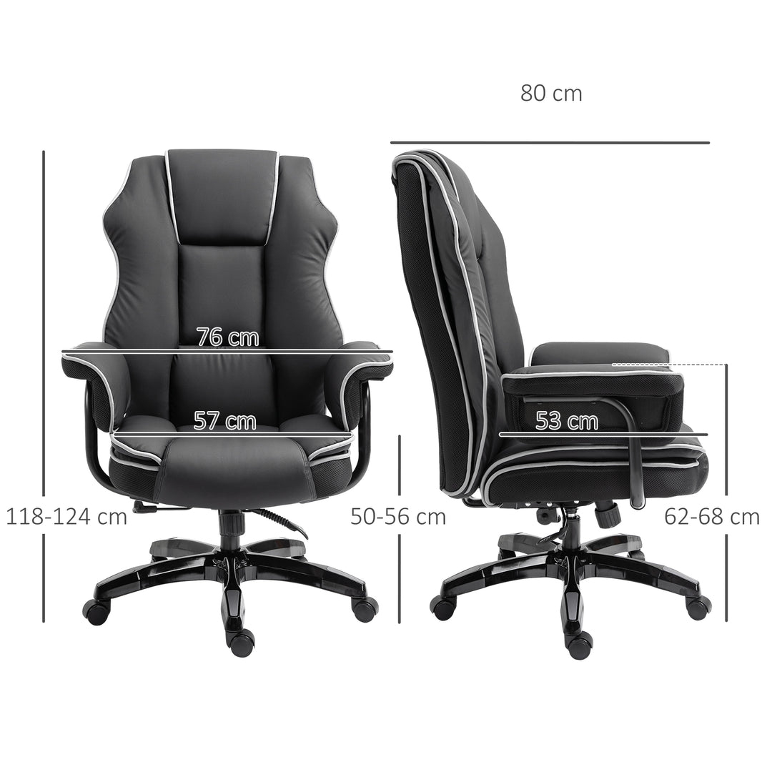 Vinsetto Piped PU Leather Padded High-Back Computer Office Gaming Chair Swivel Desk Seat Ergonomic Recliner w/ Armrests Adjustable Seat Height Black