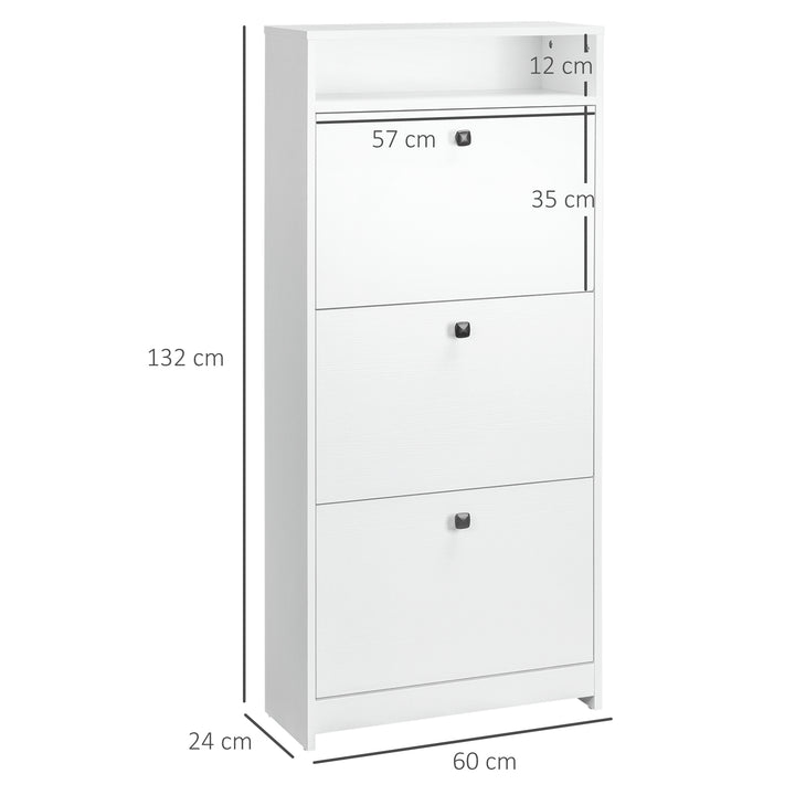 Shoe Storage Cabinet With 3 Drawers, Chipboard-White