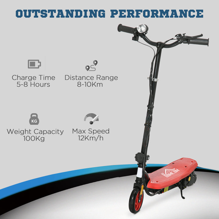 Foldable Electric Scooter, with LED Headlight, for Ages 7-14 Years - Red