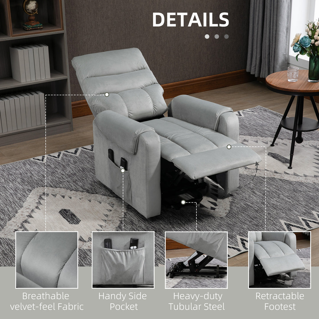 Vibration Massage Chair, Electric Power Lift Recliner with Remote Control-Grey