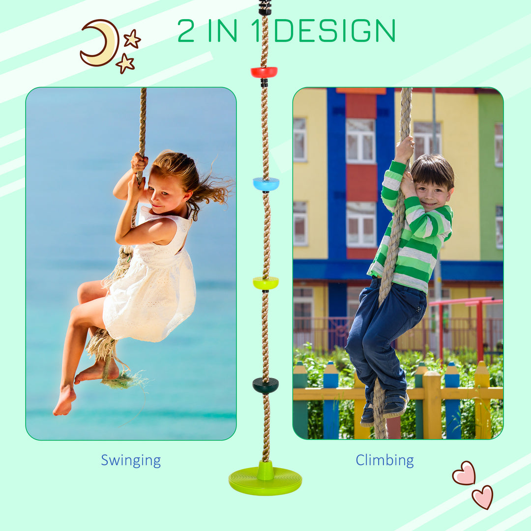 Multicolor Kid Climbing Rope Disc Swings Seat Set with Platforms