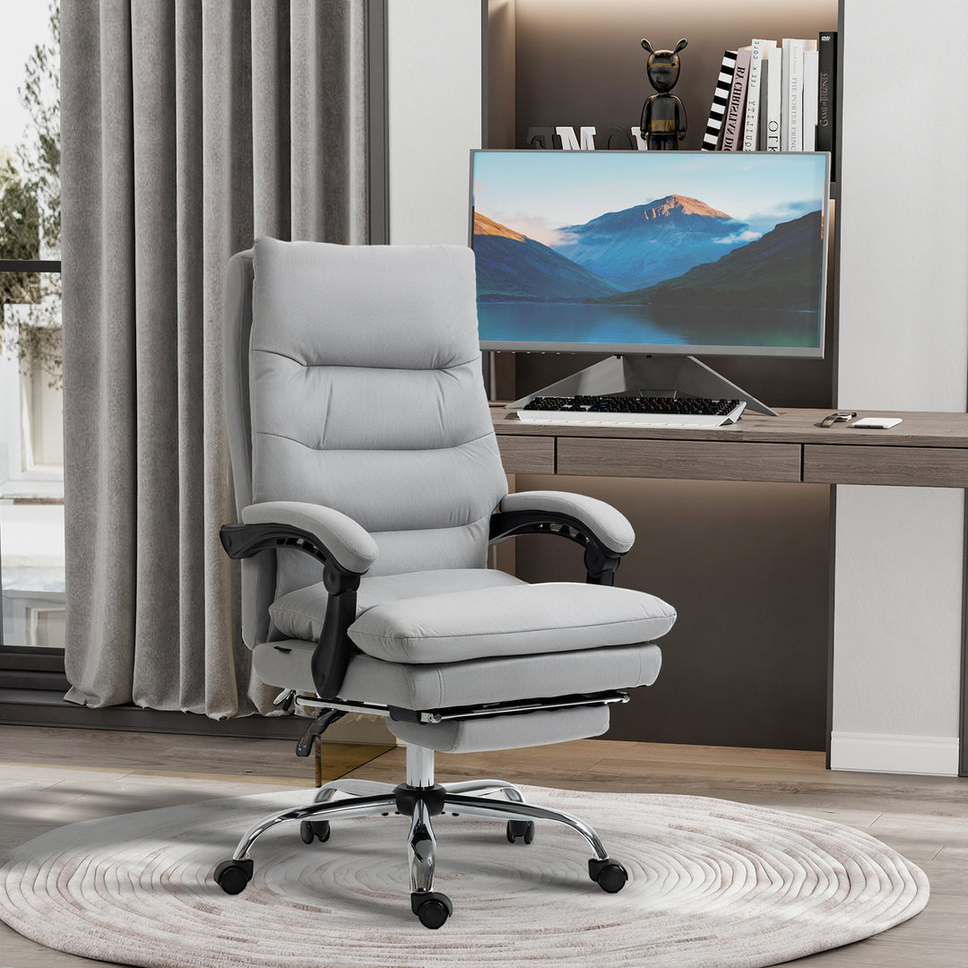 Office Chair with Heat and Footrest, Double-tier Padding, Grey