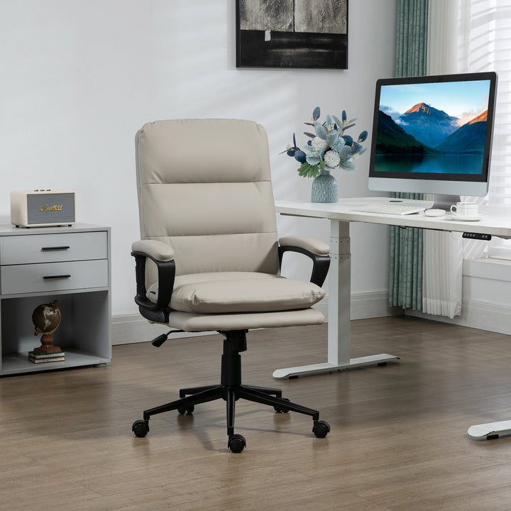 High Back Office Chair, Swivel Wheels, Adjustable Height, Light Grey