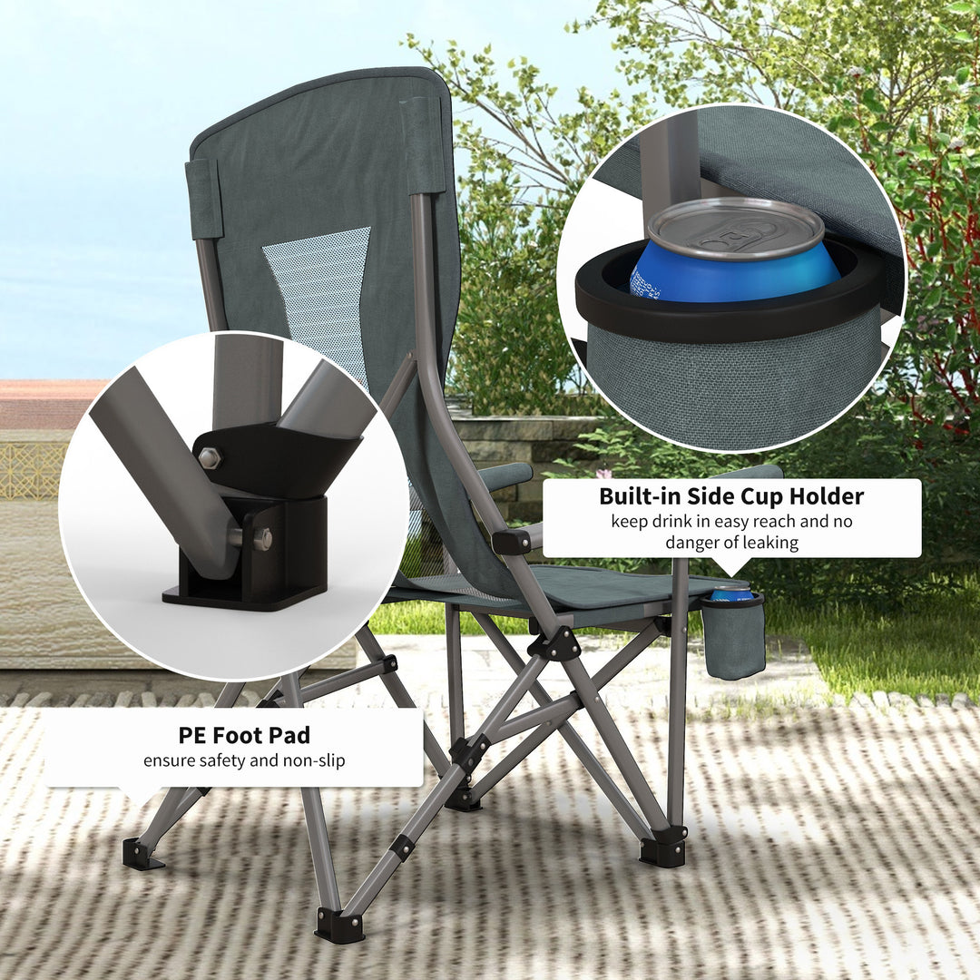 Folding Camp Chair Portable Chair w/ Cup Holder Holds up to 136kg Perfect for Camping, Festivals, Garden, Caravan Trips, Beach and BBQs
