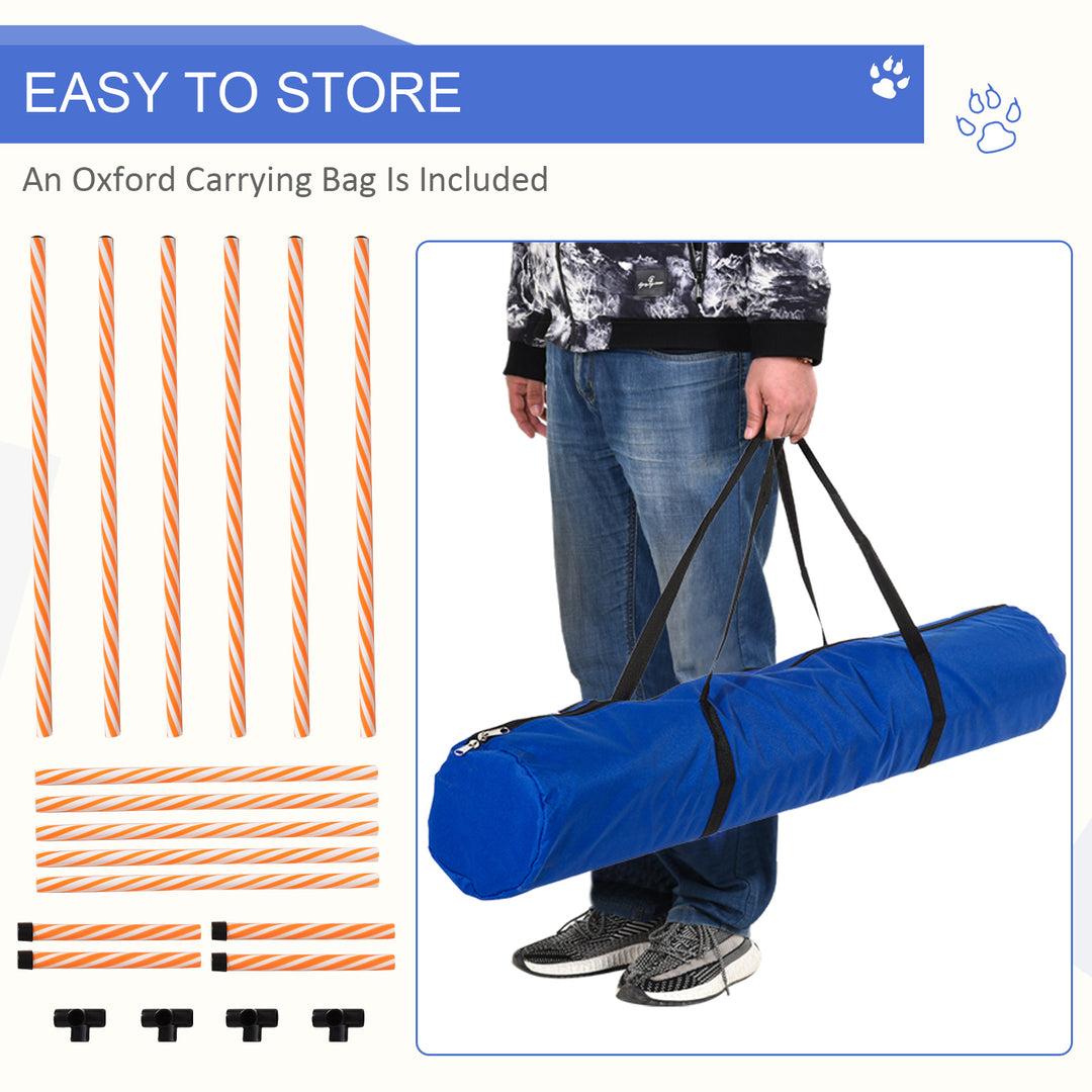 PawHut Dog Agility Weave Poles Training Obstacle Course Set Slalom Equipment Outdoor Indoor with Oxford Bag