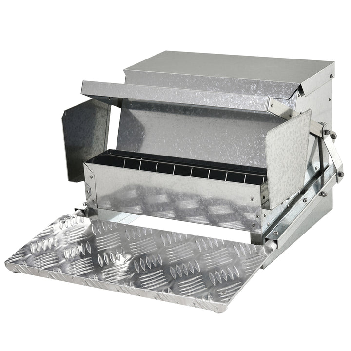 PawHut 11.5kg Capacity Automatic Chicken Poultry Feeder with a Galvanized Steel and Aluminium Build, Weatherproof Design