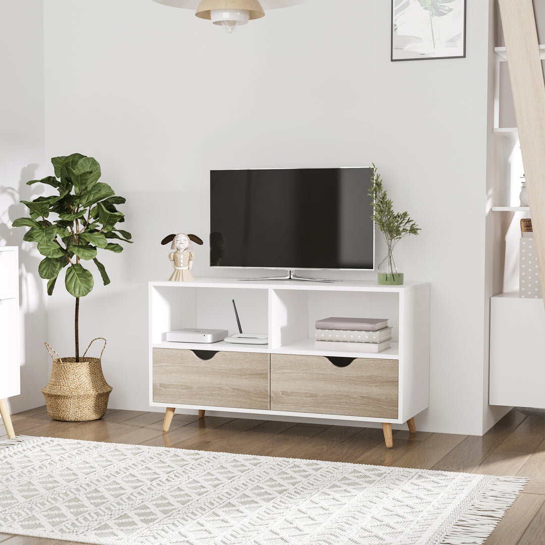HOMCOM Particle Board TV Media Unit White/Oak
