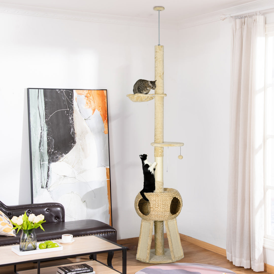 Cat Tree Tower for Indoor Cats, with Scratching Post-Beige