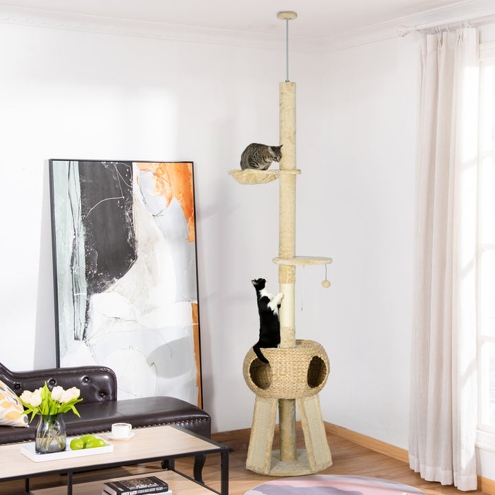 Cat Tree Tower for Indoor Cats, with Scratching Post-Beige