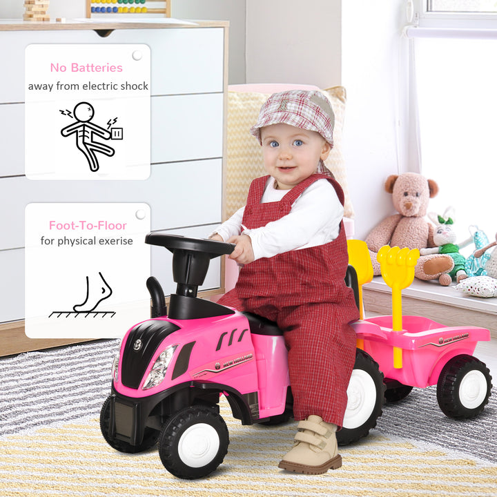 Ride On Tractor Toddler Walker Foot To Floor Slider w/ Horn Storage Steering Wheel for 1-3 Years Old Pink