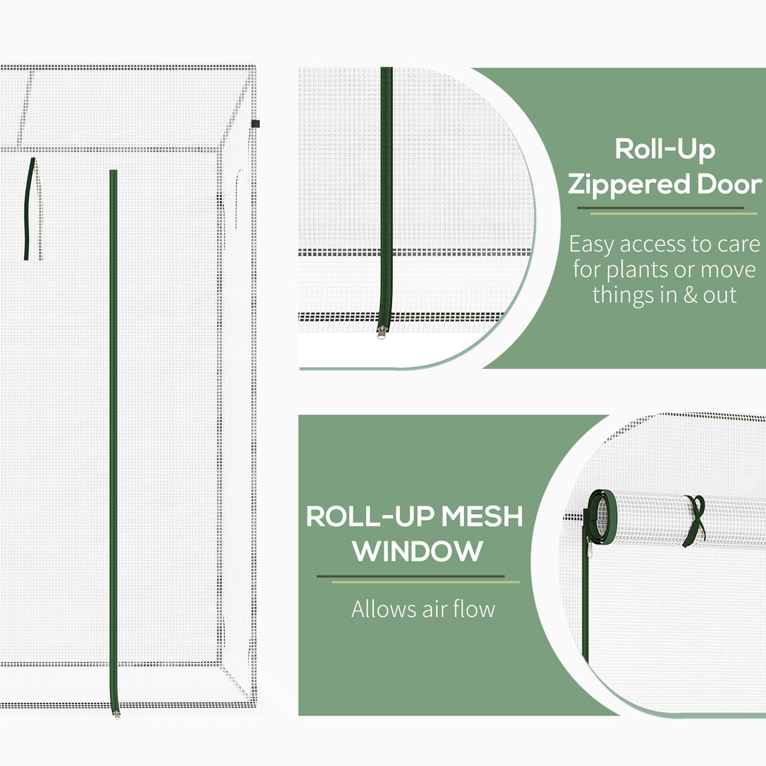 200x76x168cm Walk-in Garden Greenhouse Patio Lean to Hot House, Plants Flowers Herbs Tomato Grow w/ Steel Frame Door Window Balcony Patio