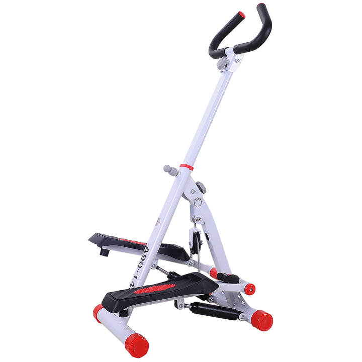 Foldable Stepper with Handle Hand Grip Workout Fitness Machine Sport Exercise Gym Bar Cardio Steel-White/Red Spinning