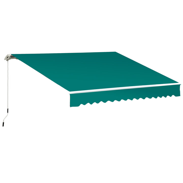 3.5 x 2.5 m Garden Patio Manual Awning Canopy Sun Shade Shelter with Winding Handle - Green