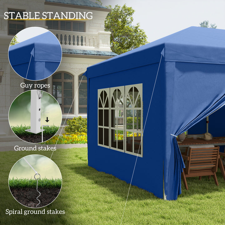 Garden Heavy Duty Water Resistant Pop Up Gazebo Marquee Tent 3 x 6m - Blue