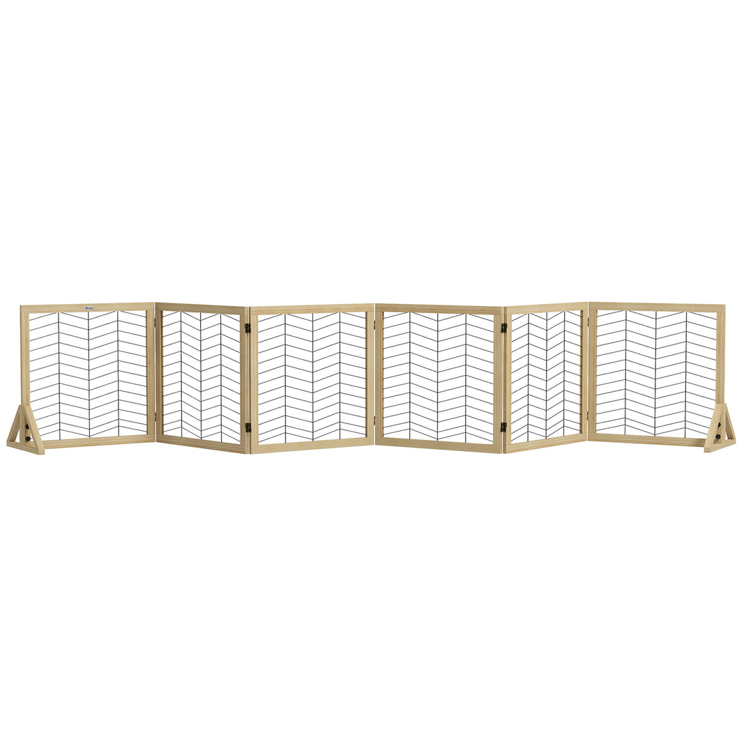 Pet Gate, Wooden Dog Barrier w/ 2PCS for Medium Dogs - Natural Wood Finish