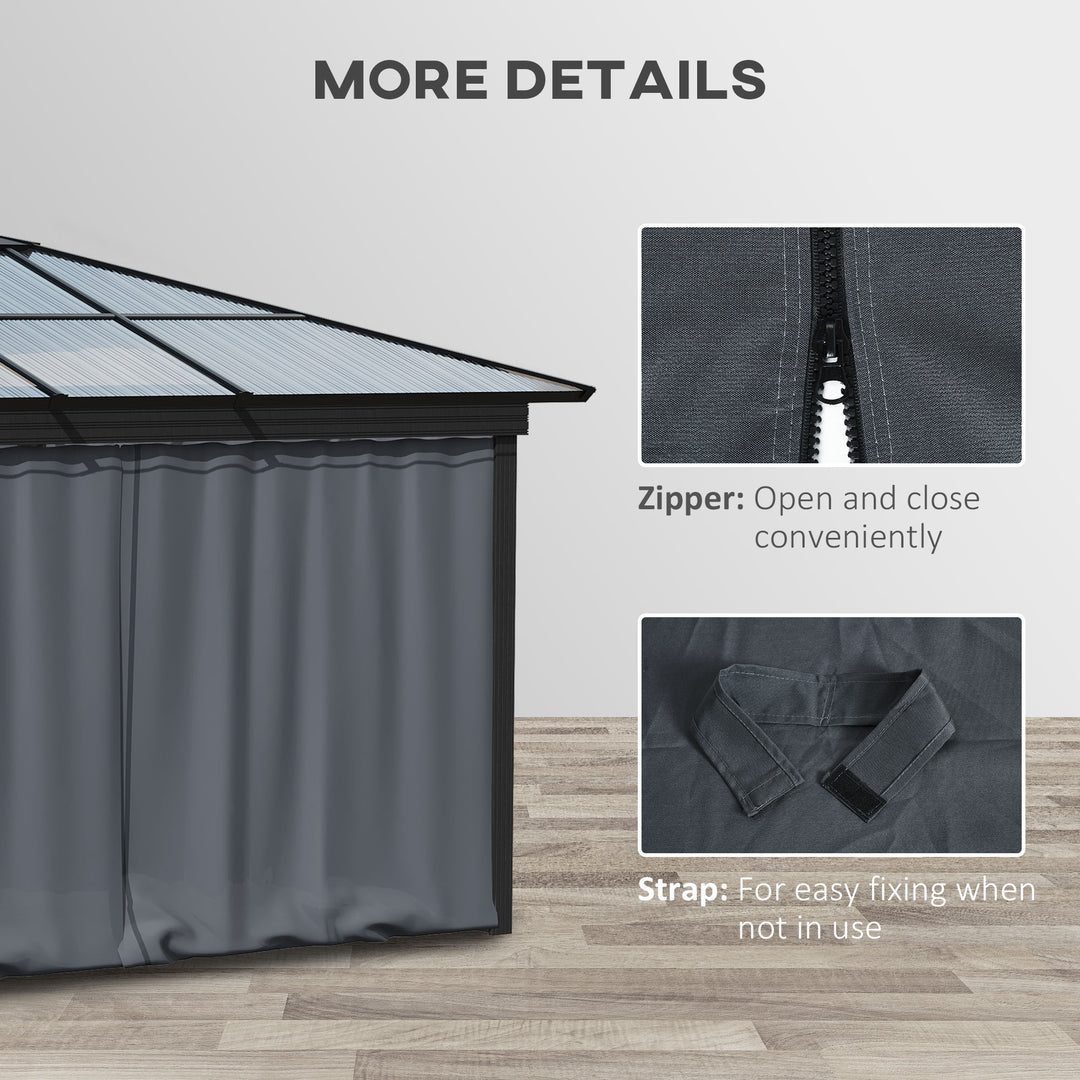 Outsunny Replacement Gazebo Curtain 4-Panel Sidewalls with Zipper for 3 x 3 (M) Yard Gazebos Canopy Tent Dark Grey