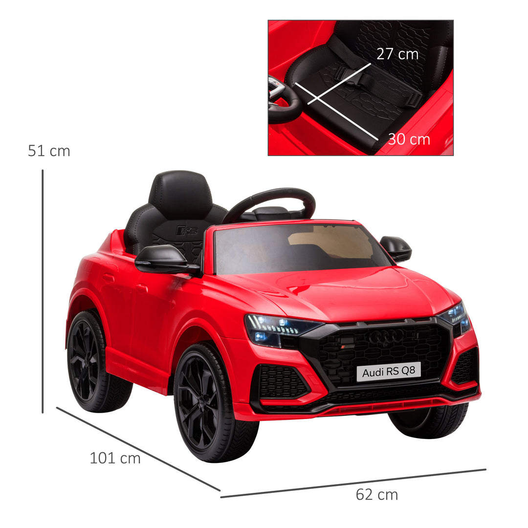 Compatible 6V Battery-powered Kids Electric Ride On Car Audi RS Q8 Toy with Parental Remote Control Music Lights USB MP3 Bluetooth Red