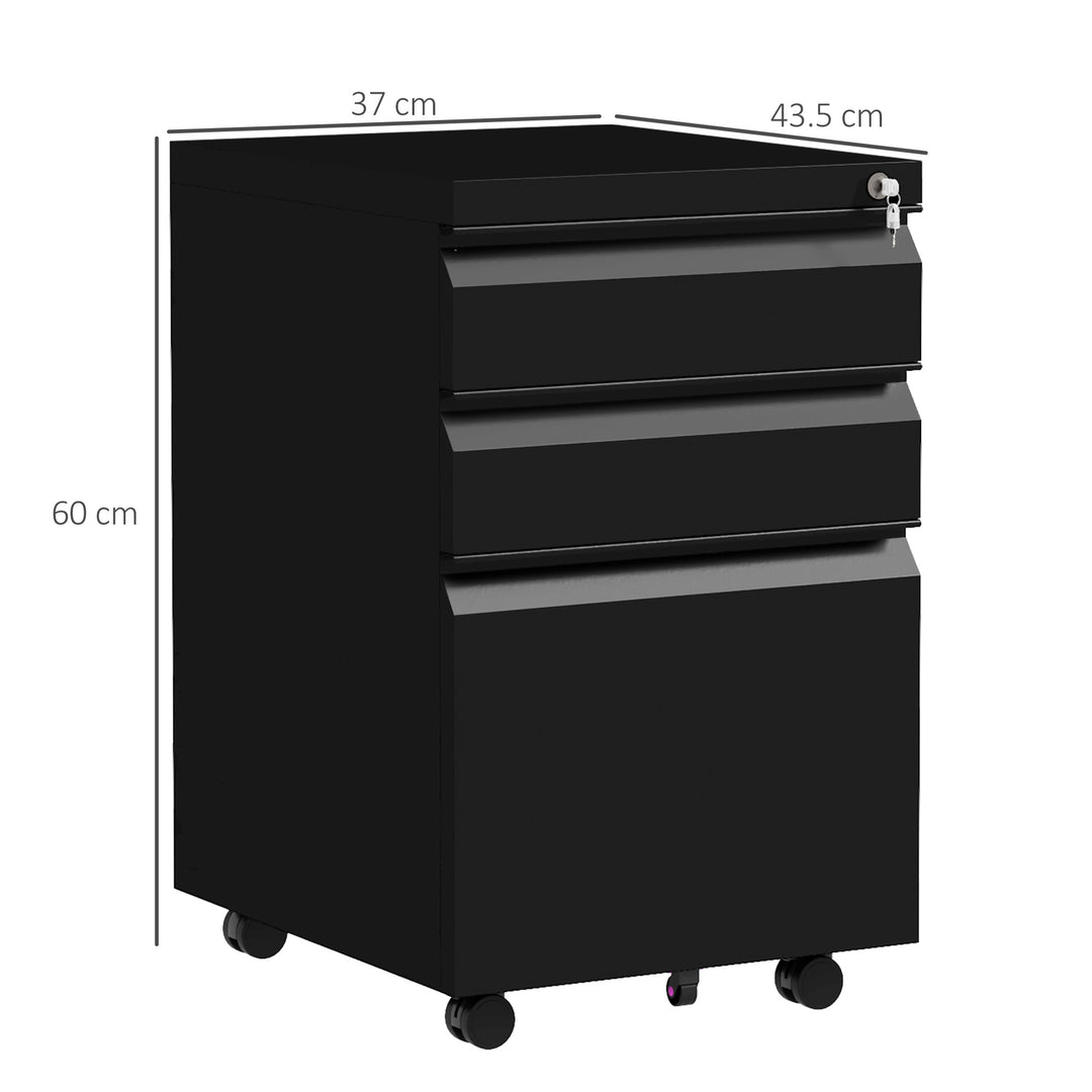 Filing Cabinet on Wheels w/ Pencil Tray- Black