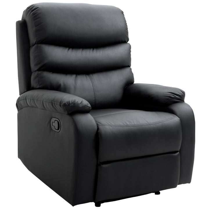 Reclining Chair with Padded Armrests and Retractable Footrest-Black