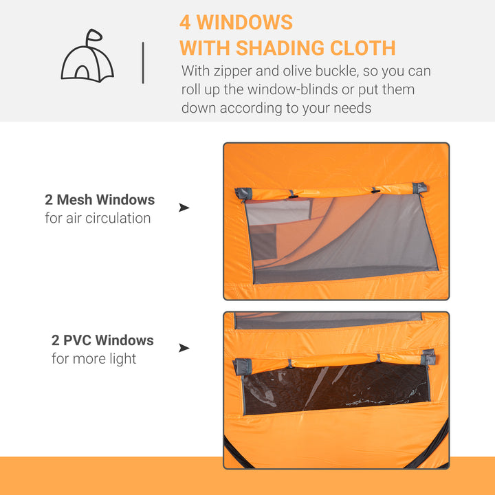 4-5 Person Pop-up Camping Tent Waterproof Family Tent w/ 2 Mesh Windows & PVC Windows Portable Carry Bag for Outdoor Trip