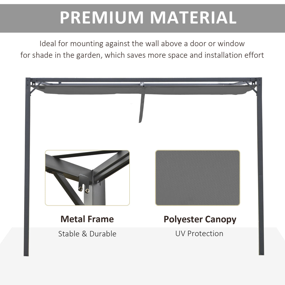 3(m) Outdoor Pergola Retractable Canopy Wall Mounted Gazebo Patio Shelter Sun Shade, Grey