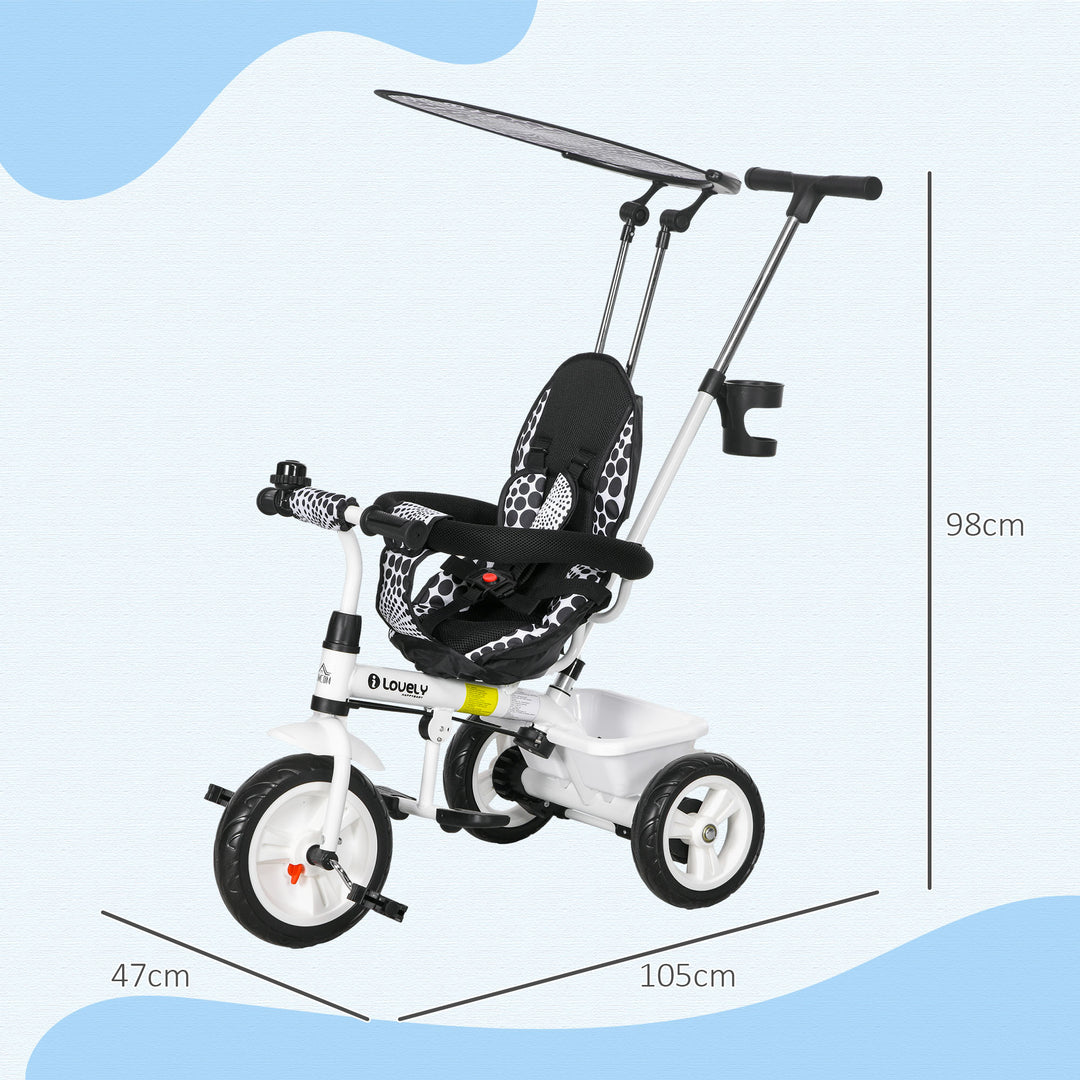 Baby Tricycle W/Handle-White/Black