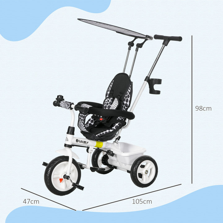 Baby Tricycle W/Handle-White/Black