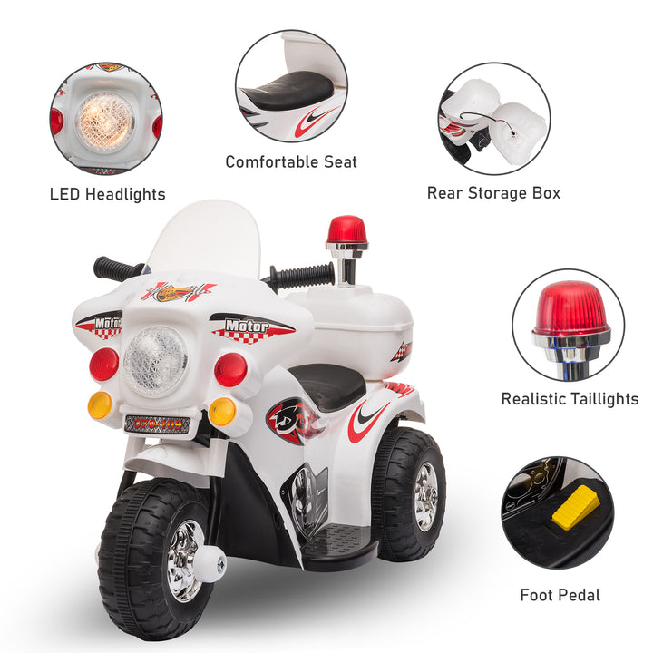 Toddlers Electric PP Motorcycle Ride On Trike White