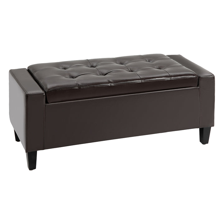 HOMCOM PU Leather Upholstered Lift-Top Tufted Ottoman Brown
