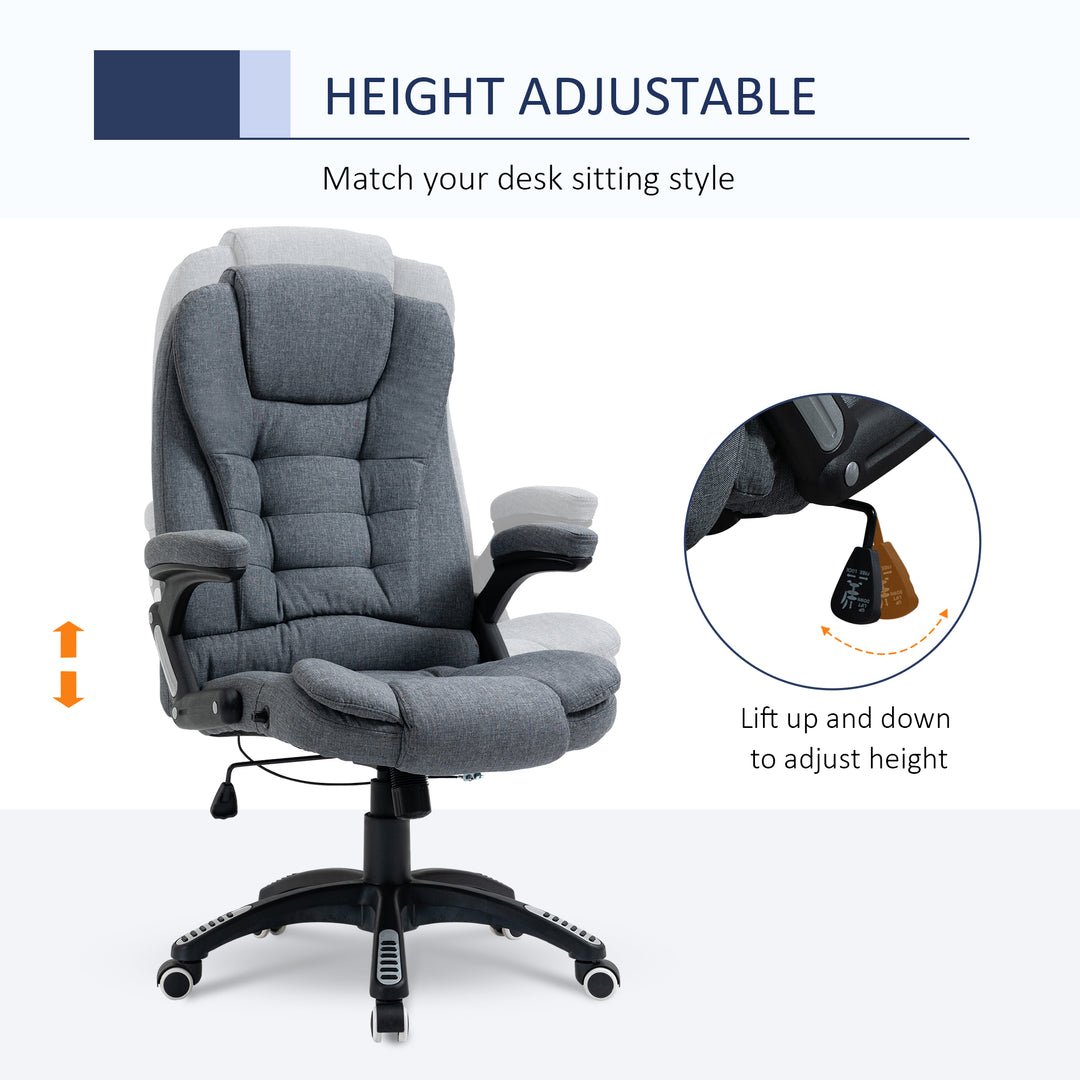 Vinsetto Ergonomic Swivel Chair Comfortable Desk Chair with Armrests Adjustable Height Reclining and Tilt Function Dark Grey