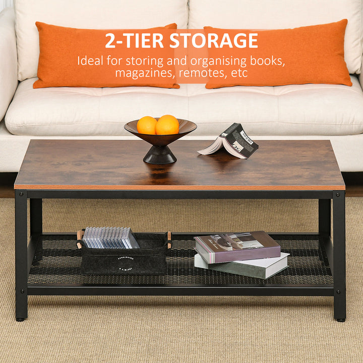 Coffee Table Industrial Site table Living Room Storage Shelf Metal Frame Two-tone Modern Organiser