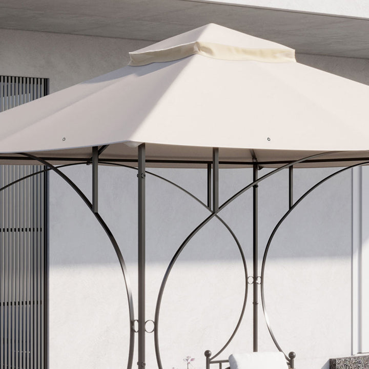 3x3(M) Replacement Gazebo Canopy, Double Tier Roof Top for Garden, Patio, Outdoor, Beige (TOP ONLY)