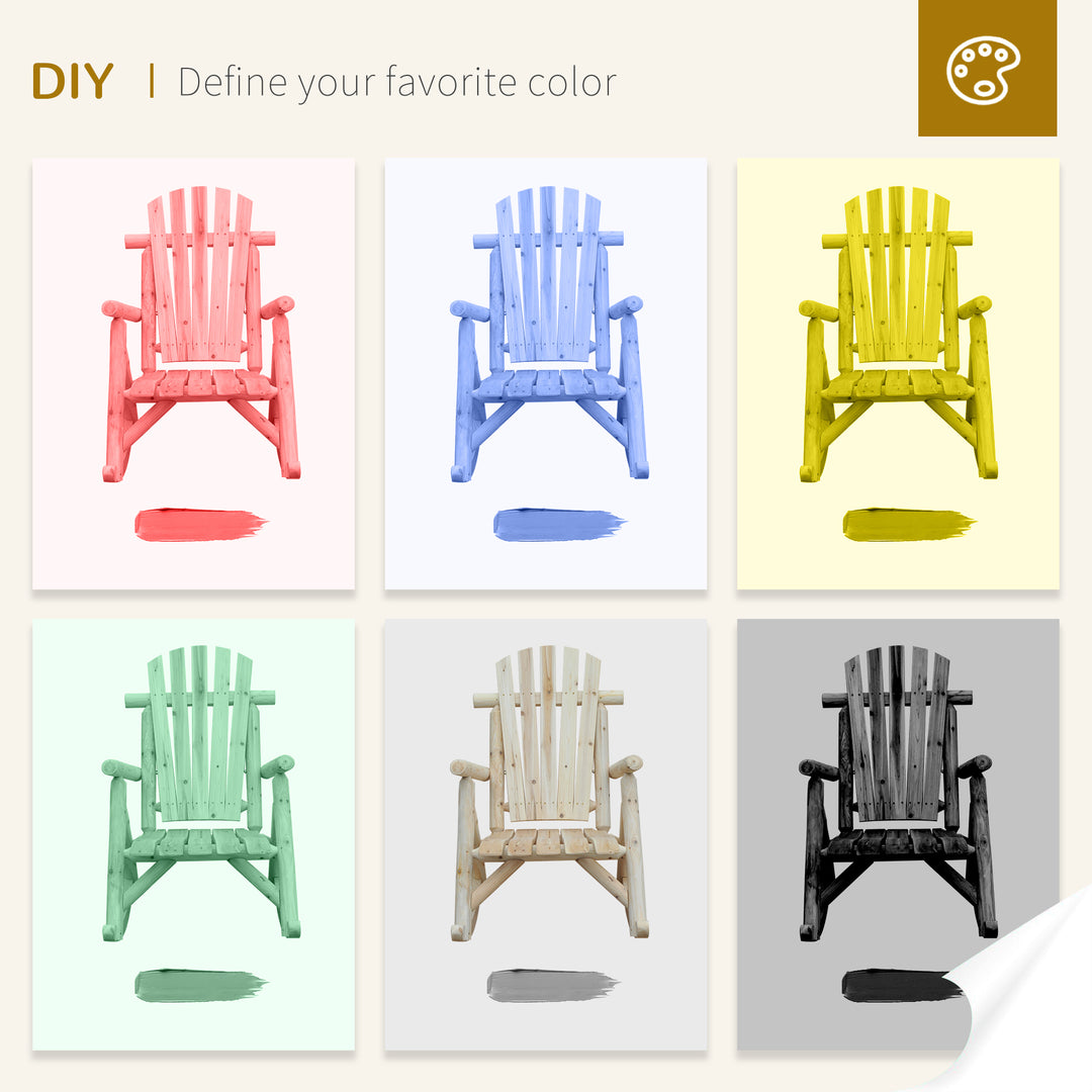 Adirondack Chair Cedar Wood Ergonomic Rocking Chair Porch Rocker Garden Traditional - Burlywood