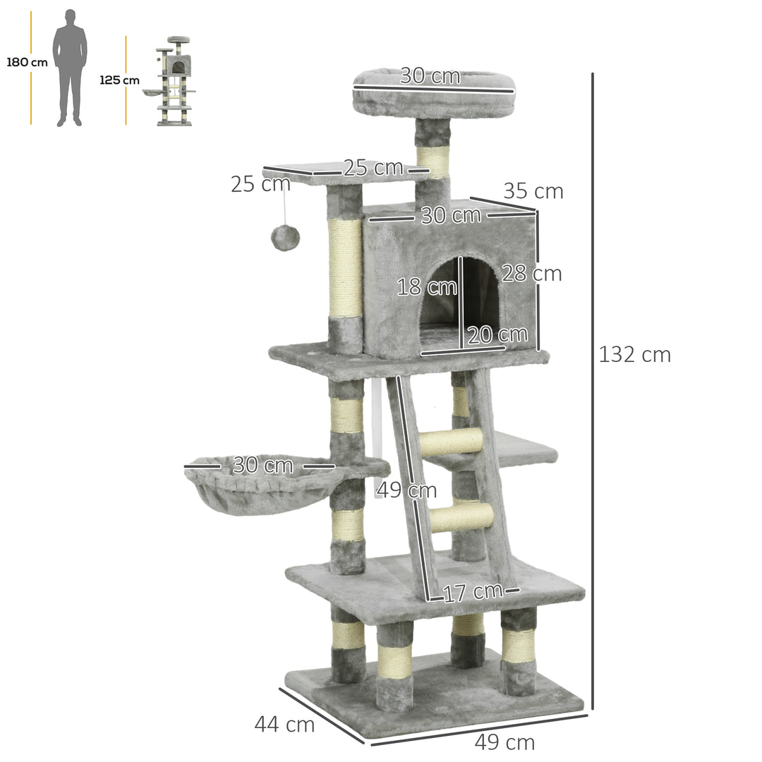 Plush Cat Tree with Sisal Scratching Post - Light Gray