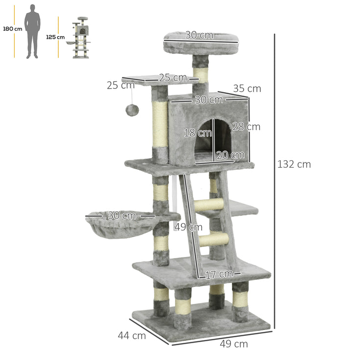 Plush Cat Tree with Sisal Scratching Post - Light Gray