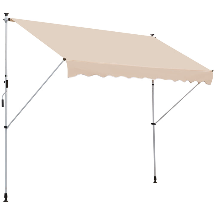 3x1.5m Garden Patio Manual Awning Canopy Sun Shade Shelter Retractable Adjustable Aluminium Frame Beige