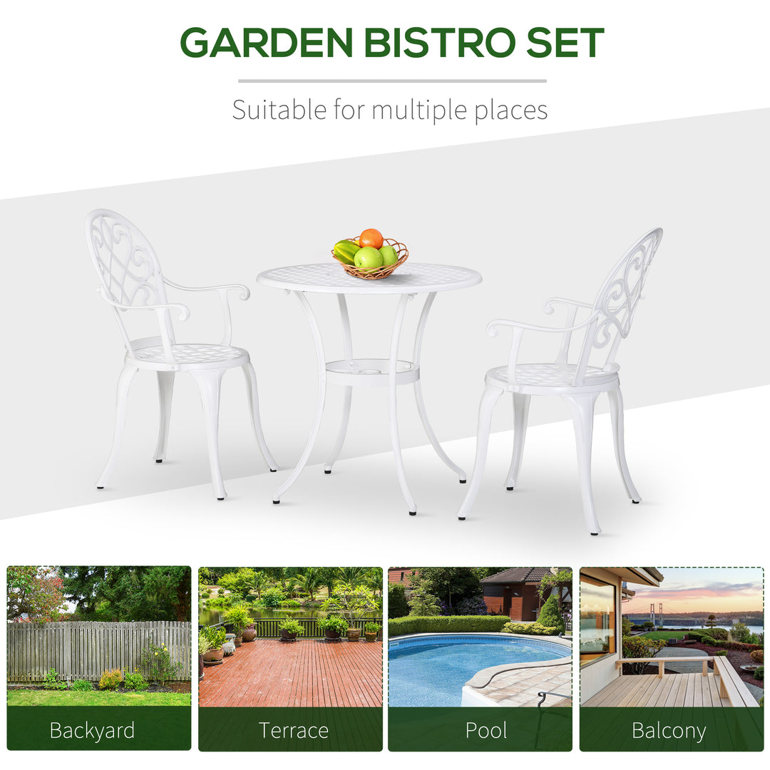 3PCs Garden Table Set Bistro Set Round Table and 2 Chairs for Outdoor Indoor Patio Balcony Aluminium