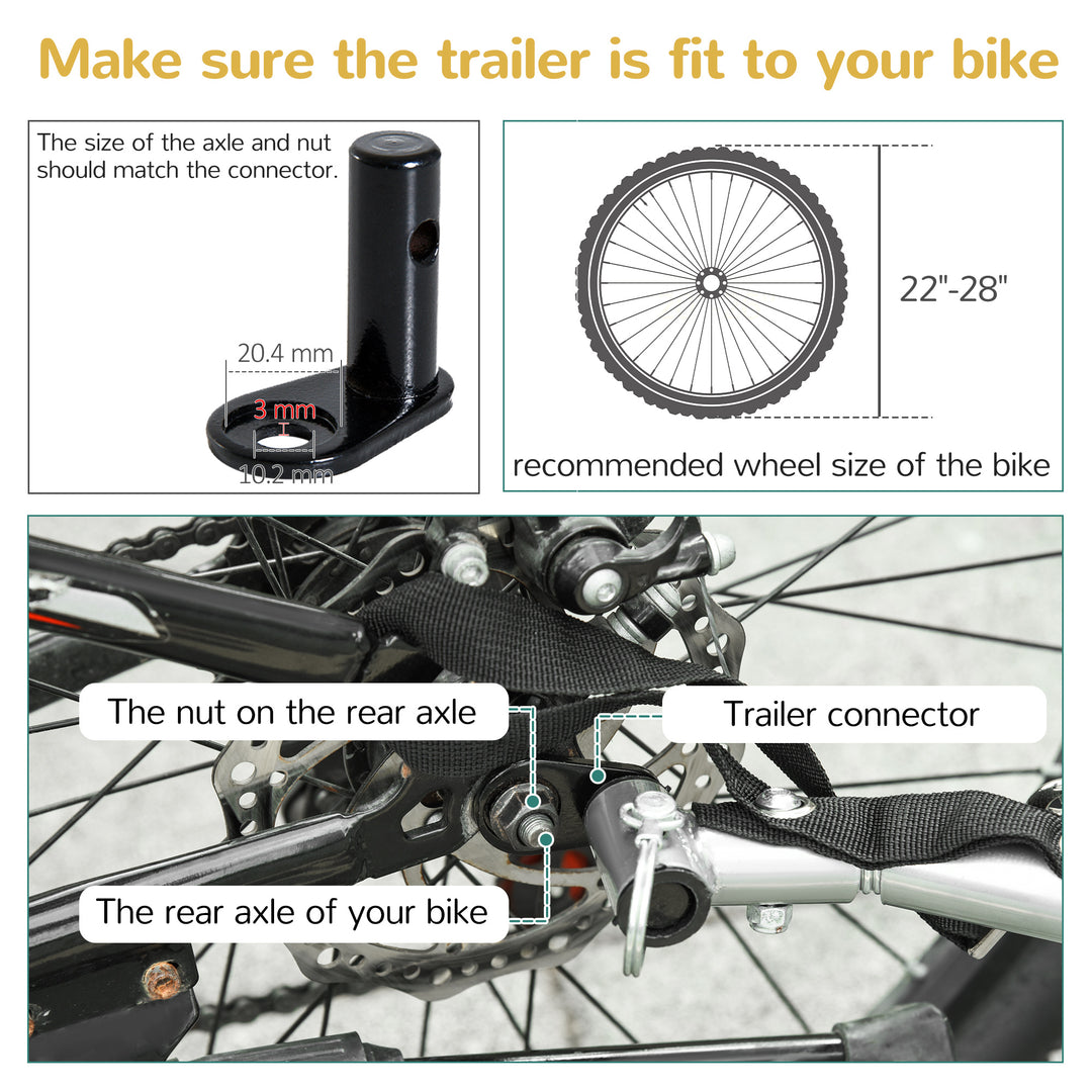 Collapsible Bike Trailer 2-Seater for Baby Bicycle with Pivot Wheel Suitable For 18 Month + Child(Black and White)
