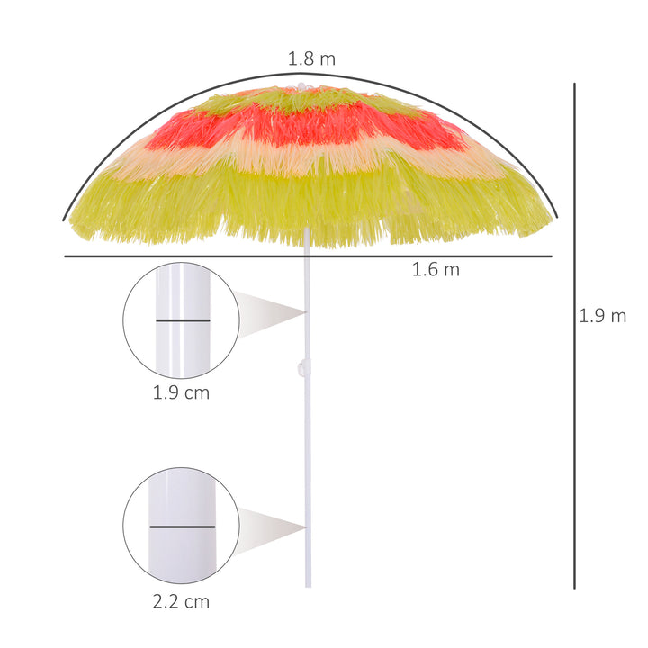 Outsunny Hawaii Beach Umbrella Foldable Parasol-Rainbow