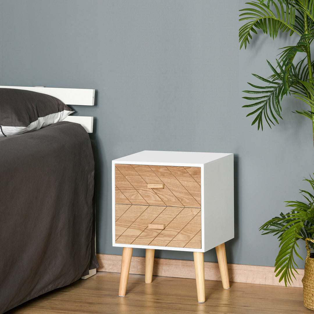 Nordic Style 2 Drawers Side Cabinet Wooden Bedside Table Storage Chest Scandinavian Home Furniture