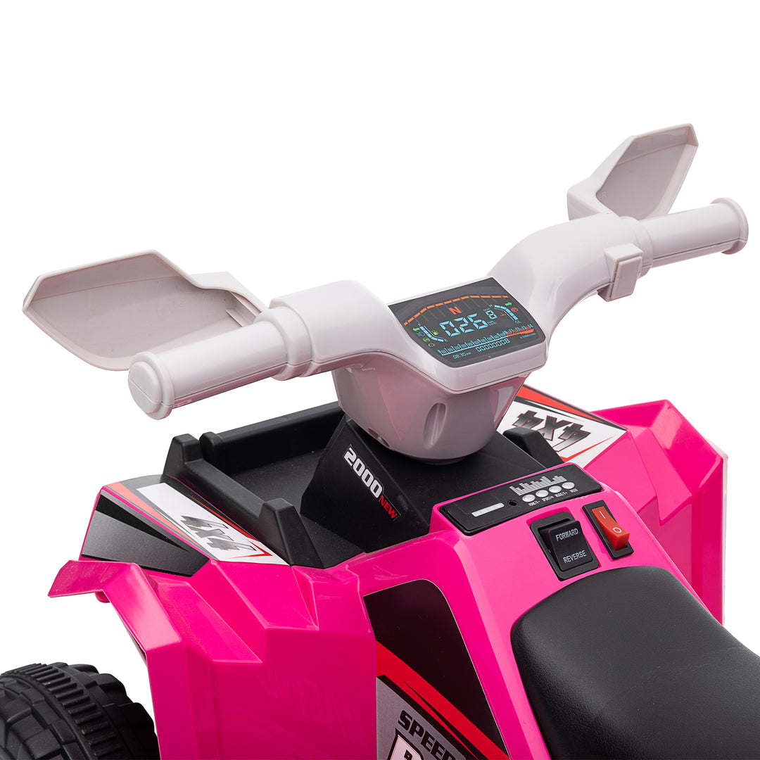 6V Quad Bike with Wear-Resistant Wheels, Forward Backward Function, for Ages 18-36 Months, Pink