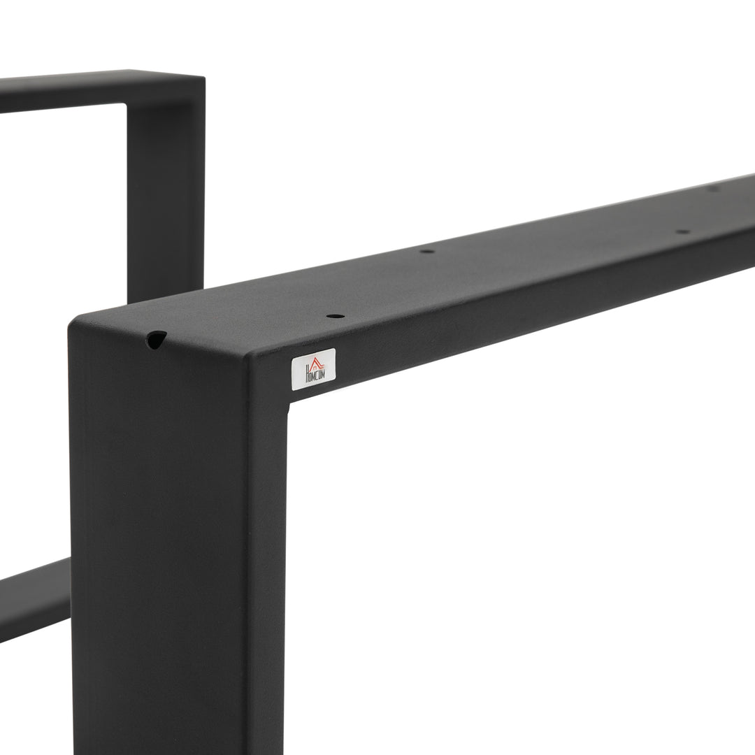 Metal Table Legs Set of 2, Square DIY Furniture Table Legs with Screws and Floor Protectors, Industrial Coffee Table Legs for DIY Chair, Black