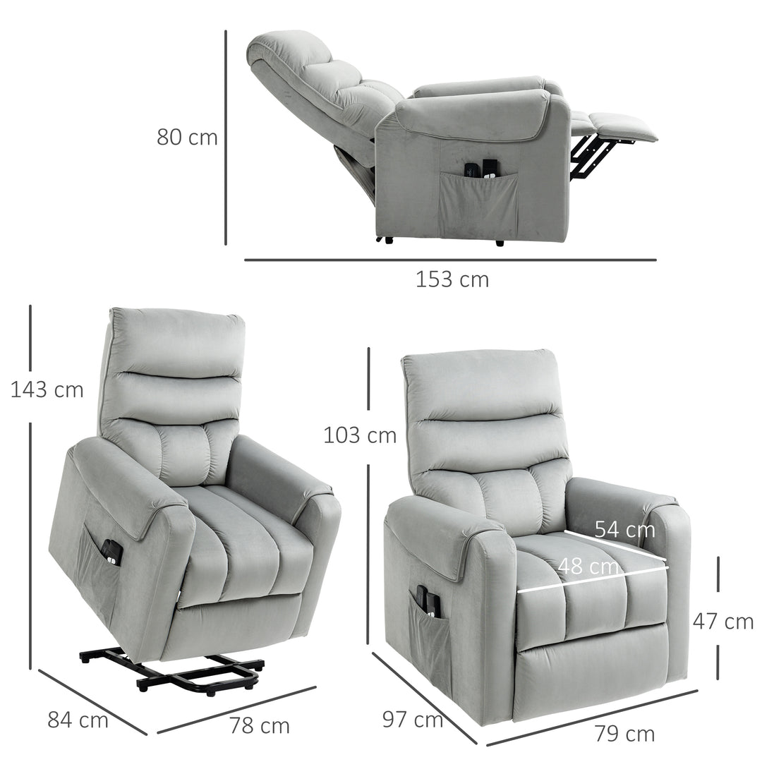 Vibration Massage Chair, Electric Power Lift Recliner with Remote Control-Grey