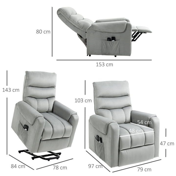 Vibration Massage Chair, Electric Power Lift Recliner with Remote Control-Grey