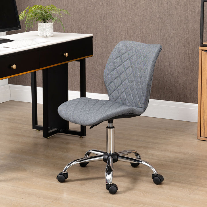 Vinsetto Mid Back Swivel Chair w/360° Swivel Height, thick sponge padded, Adjustable Home Office Linen Fabric Grey