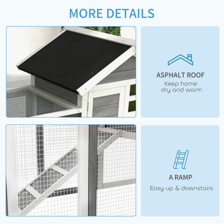 PawHut 2 Tier Wooden Rabbit Guinea Pig Hutch Guinea Pig Cage Bunny Cage Pull Out Tray Small Animal House w/ Ramp 122 x 62.6 x 92 cm