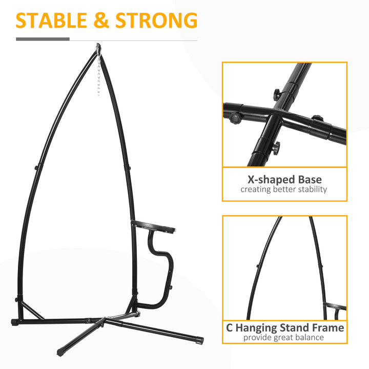 Outsunny Hammock Chair Stand Only Construction Heavy Duty Metal C-Stand for Hanging Hammock Chair Porch Swing Indoor or Outdoor Use