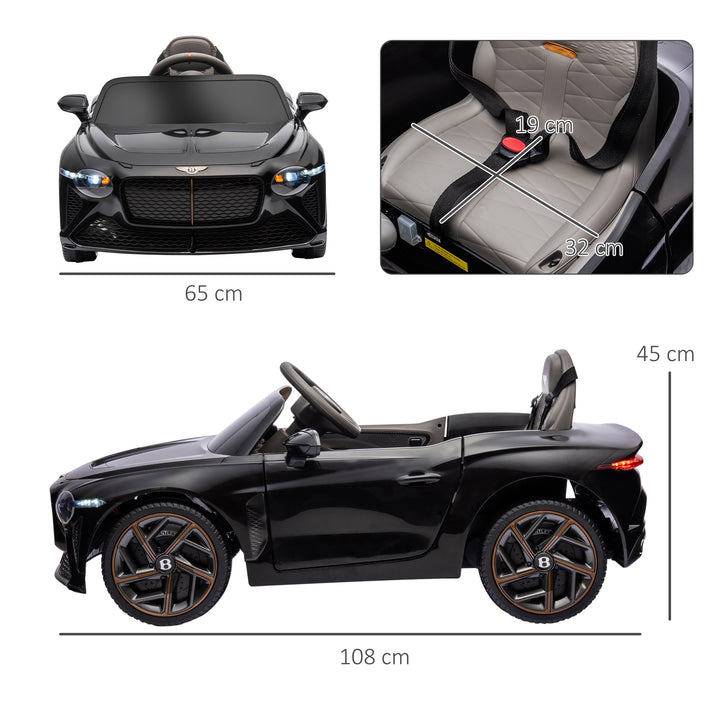 Bentley Bacalar Licensed 12V Kids Electric Ride on Car with Remote Control, Powered Electric Car with Portable Battery, Music, Horn, Lights, Suspension Wheels, for Ages 3-5 Years - Black