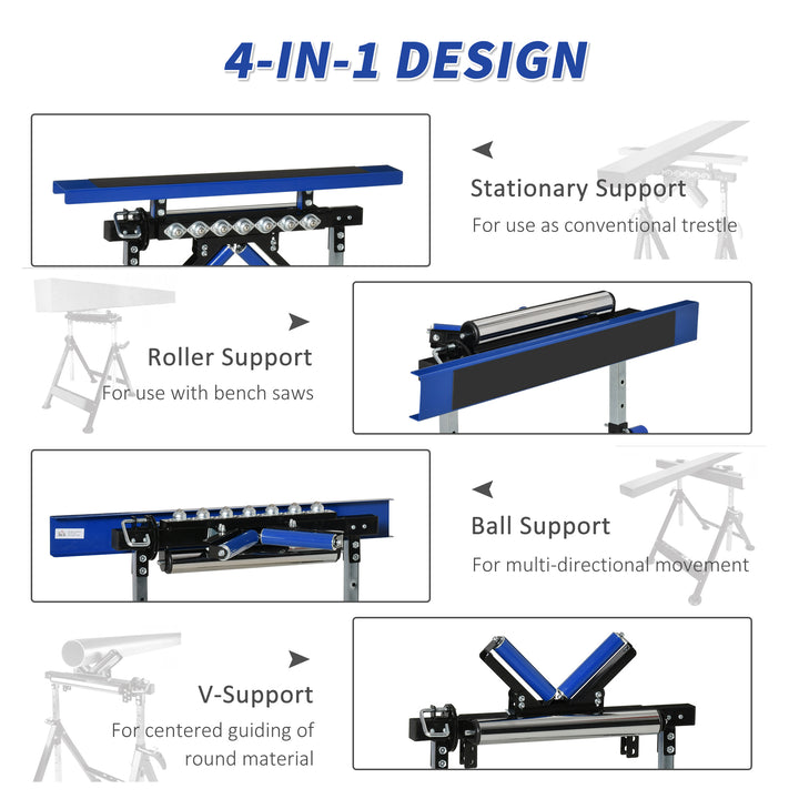 Multi-Function 4 in 1 Workbench Work Table, Ball Support Stand and Roller Trestle